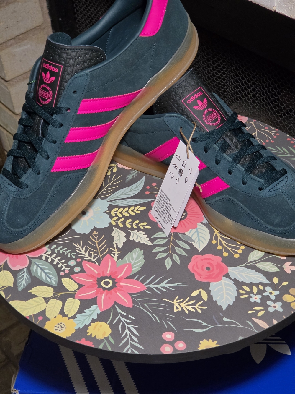 Brand New Adidas Women’s Suede Sneakers — Teal with Pink Stripes